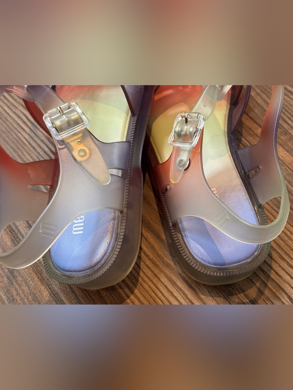 Melissa Possession Degradee jelly Fisherman Sandals in red purple ombré rainbow - Picture 9 of 12
